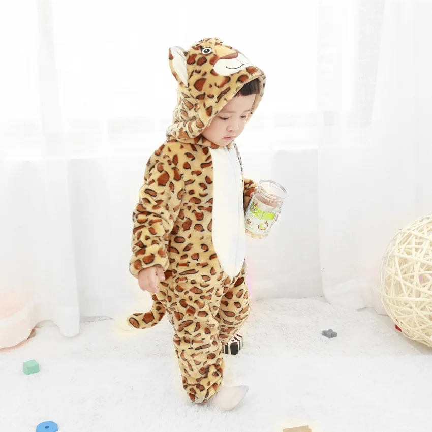 Зимняя одежда для новорожденных; надувной комбинезон; комбинезоны с милыми мультяшными животными; костюмы для мальчиков и девочек; Детский комбинезон - Цвет: new leopard 2