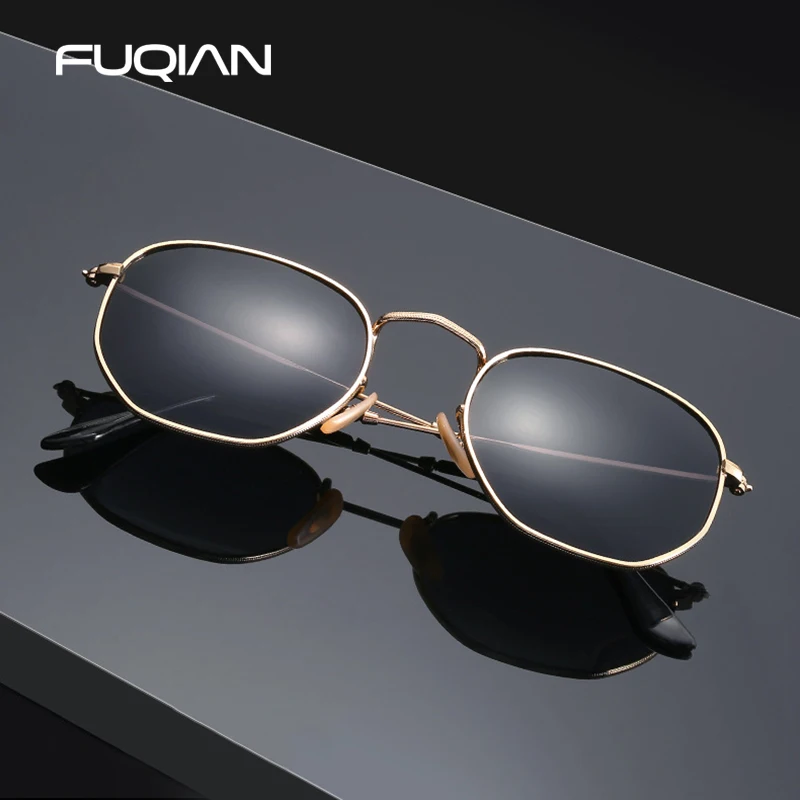

FUQIAN Classic Metal Polarized Sunglasses Men Fashion Polygon Sun Glasses Women Vintage Hexagon Male Driving Glasses UV400