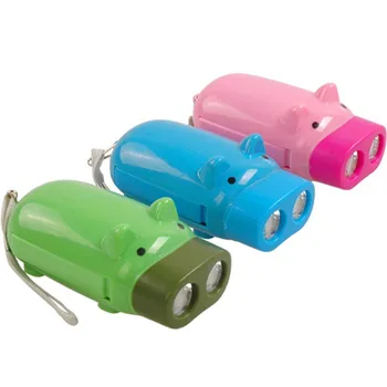 

2led Mini Hand Pressing Power Pig Torch Self-generating Led Flashing Light Rechargeable Powerful Flashlight Super Bright #BL2