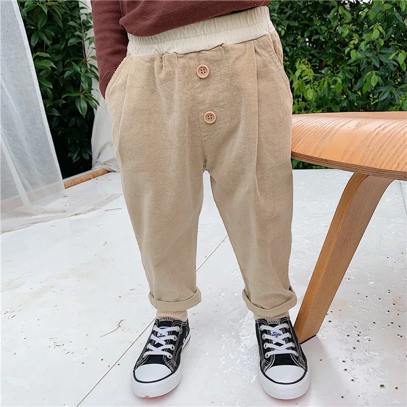 

Baby Boys Girls Clothing Corduroy Pants Autumn Soft Casual Pants Elastic Waist Solid Color Trousers Boys Clothing 2019 Fashion