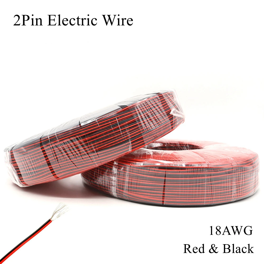 18AWG 2 контактный Электрический провод красный черный медный кабель из луженой