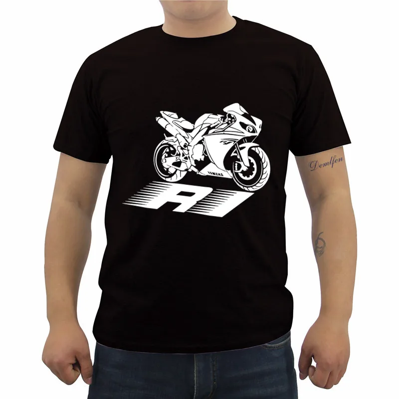 Модная 3D футболка R1 Футболка с принтом &quotмотоцикл&quot Летняя мужская хлопковая