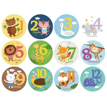 

24 Pcs/set Cartoon Baby Monthly Sticker Card Newborn Milestone Photography Props G99C