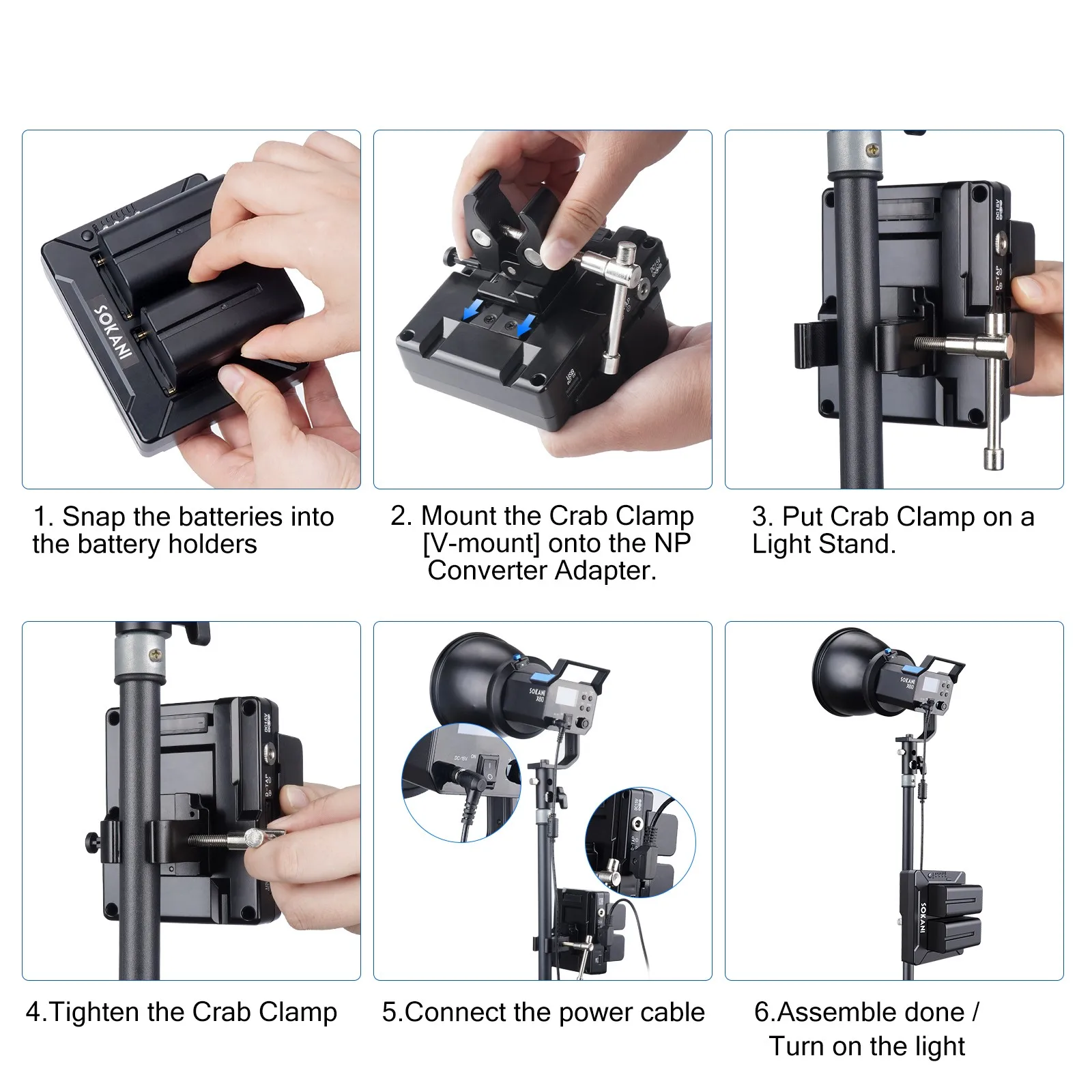 Sokani Adapter Plate D-Tap Output for Sony NP-F970 F750 F550 with V-Mount Adapte