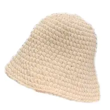 Корейская Женская осенне-зимняя шапка-ведро, ручная работа, массивная плетеная вязаная одноцветная шапка с широкими полями, милая шапка в рыбацком стиле