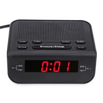 

Modern Design Alarm Clock FM Radio with Dual Alarm Buzzer Snooze Sleep Function Compact Digital Red LED Time Display Clocks