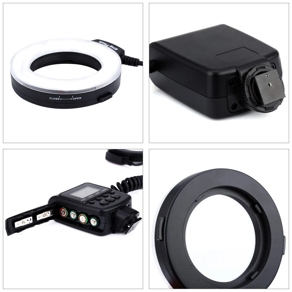 Macro LED Ring Flash Bundle With 8 Adapter Ring For Nikon Olympus Panasonic DSLR Camera Flash V HD130 Photographic accessories