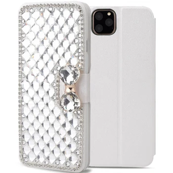 

LAPOPNUT Case for Iphone 11 Pro Xs Max Xr X 7 8 Plus 6 6s 5 5s SE Glitter Rhinestones Leather Flip Slots Wallet Case Phone Cover