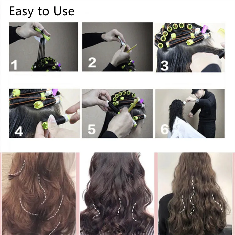 100Pcs Hair Perm Rods Set Plastic Cold Wave Rods Perming Curlers Hairdressing Styling Tool (10 Size, Mixed Color)