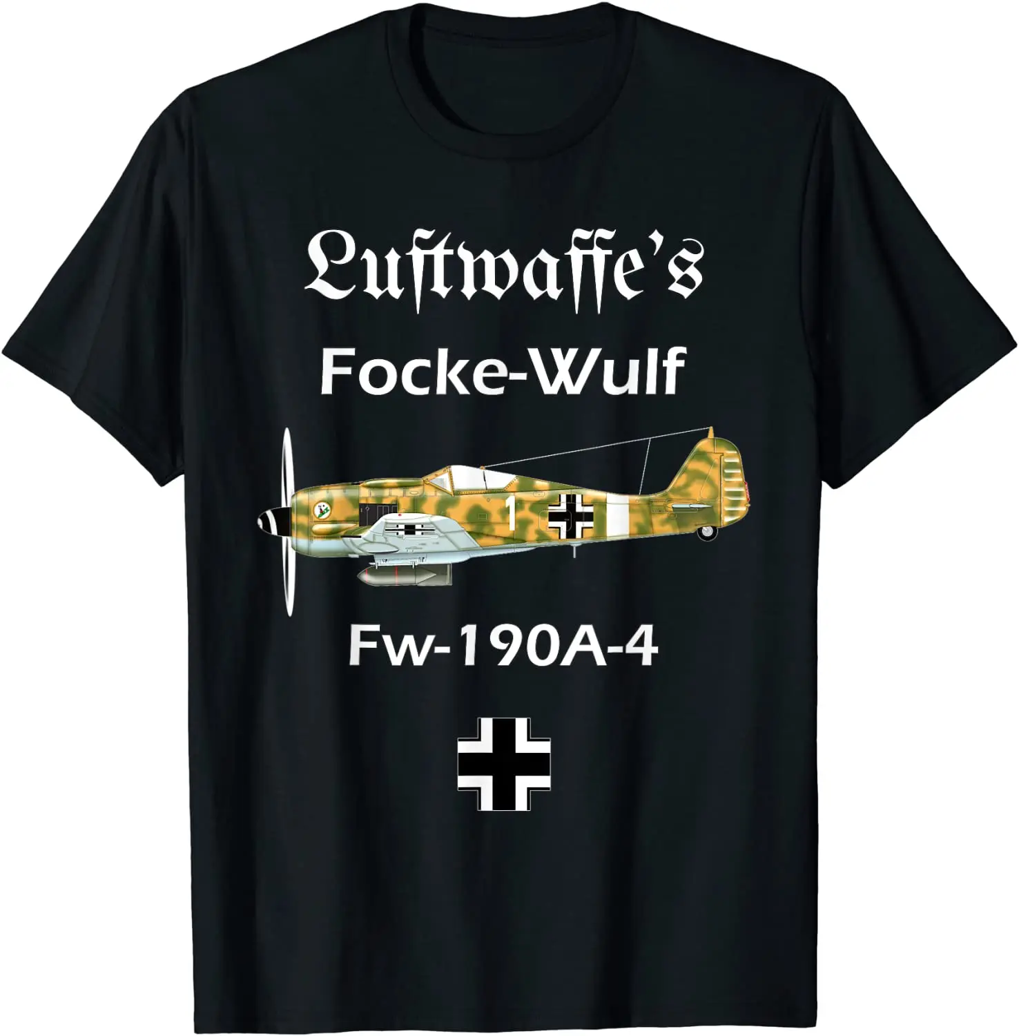 

Luftwaffe Focke-Wulf FW 190A-4 WWII German Airplane Men T-Shirt Short Casual 100% Cotton Shirts