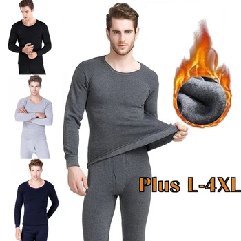 

2 Pcs/Set Men Winter Warm Thermal Long Johns Keep Warm Underwear Set Plus Size L-4XL Thermal Suit camiseta termica hombre