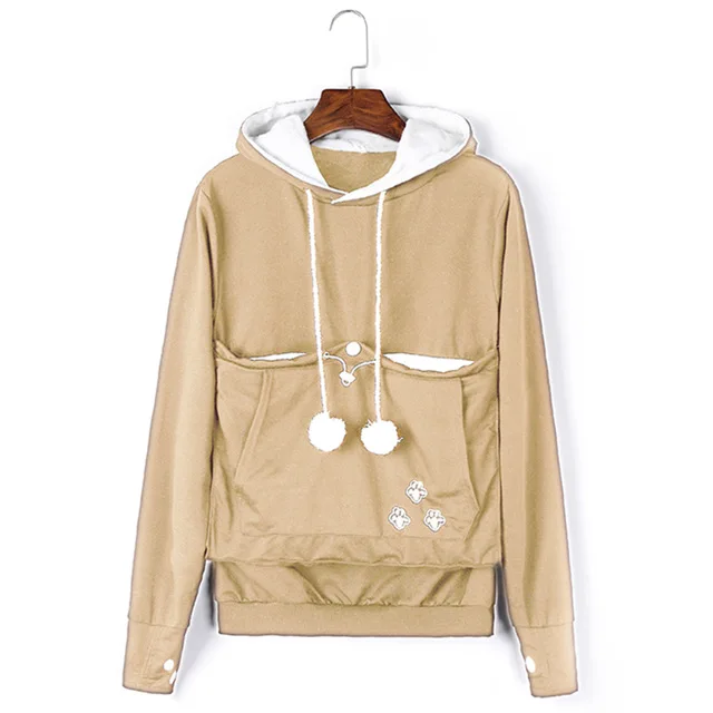 Хаки Толстовки для беременных с вышивкой размера плюс 4XL, осенне-зимняя флисовая уличная одежда для беременных, толстовки с капюшоном с карманами и ушками животных - Цвет: Хаки