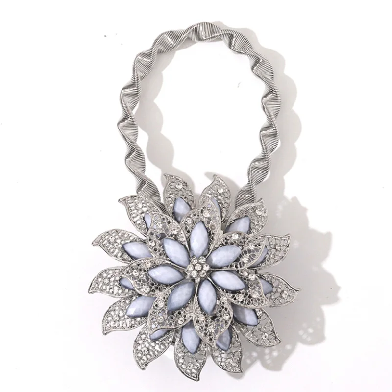 Flower Shaped Magnet Curtain Tieback Rings Spring Rhinestone Steel Wire Magnetic Curtain Buckle Clips Window Holder Accessories