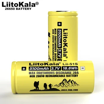 

2020 Liitokala Lii-51S 26650 power supply 20A rechargeable lithium battery 3.7V 18.8 Wh 5100mA suitable for flashlight