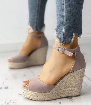 01 Espadrilles Women Wedges Peep Toe Sandals Platform Ankle Strap High Heel Shoes Female Pumps Beach Wedding Ladies Sandals 1
