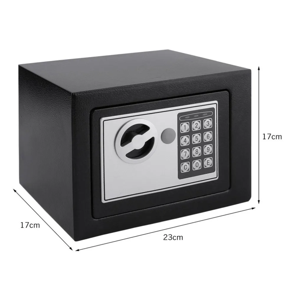 4.6L Solid Steel Electronic Safe Box With Digital Keypad Lock Strongbox Mini Lockable Money Cash Jewelry Storage Box Steel Safe