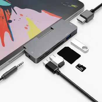 OUTMIX-Adaptador USB C a 4K HDMI con USB-C PD, TF, SD, USB 3,0, Puerto Jack de 3,5mm, Dock USB tipo C para iPad Pro, Macbook Pro/Air