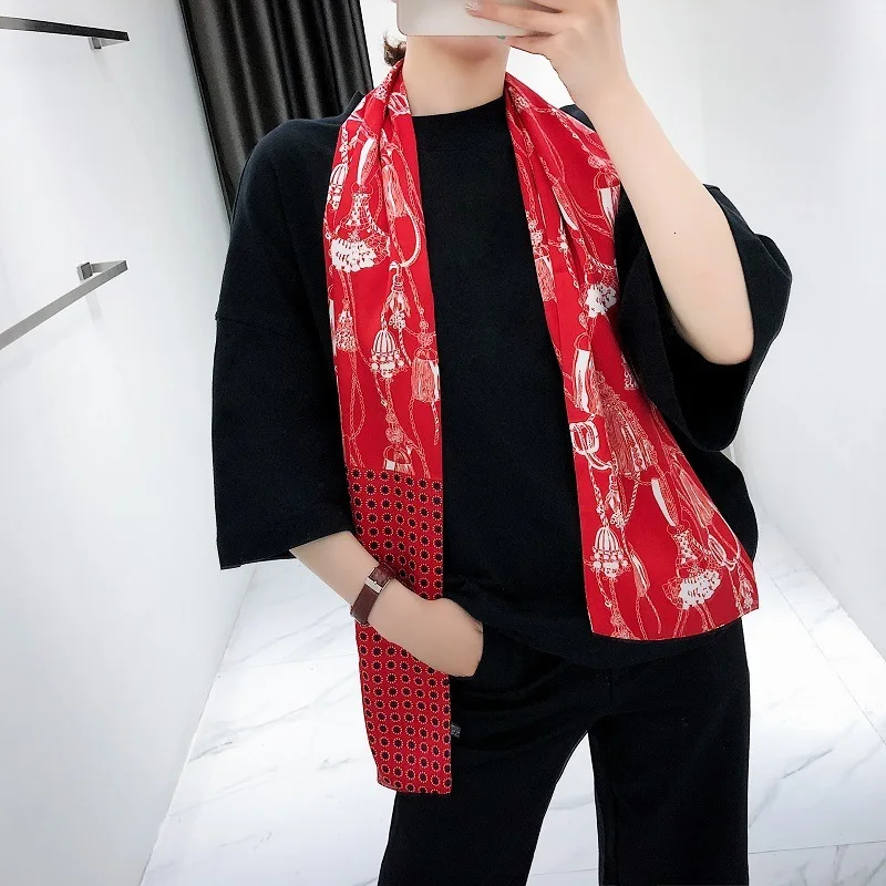  New Brand Design Double-deck Twill Belt Chain Women Scarf Fashion Neckerchief Silk Scarves For Ladi