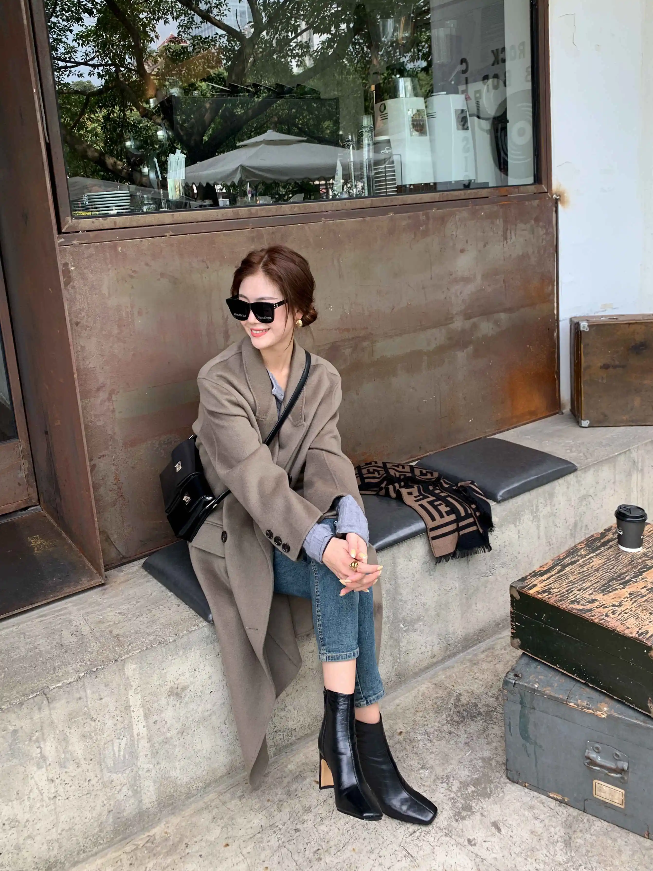 Krazing pot Chelsea boots real leather stone pattern high street fashion square toe thick high heel zip gorgeous ankle boots L61