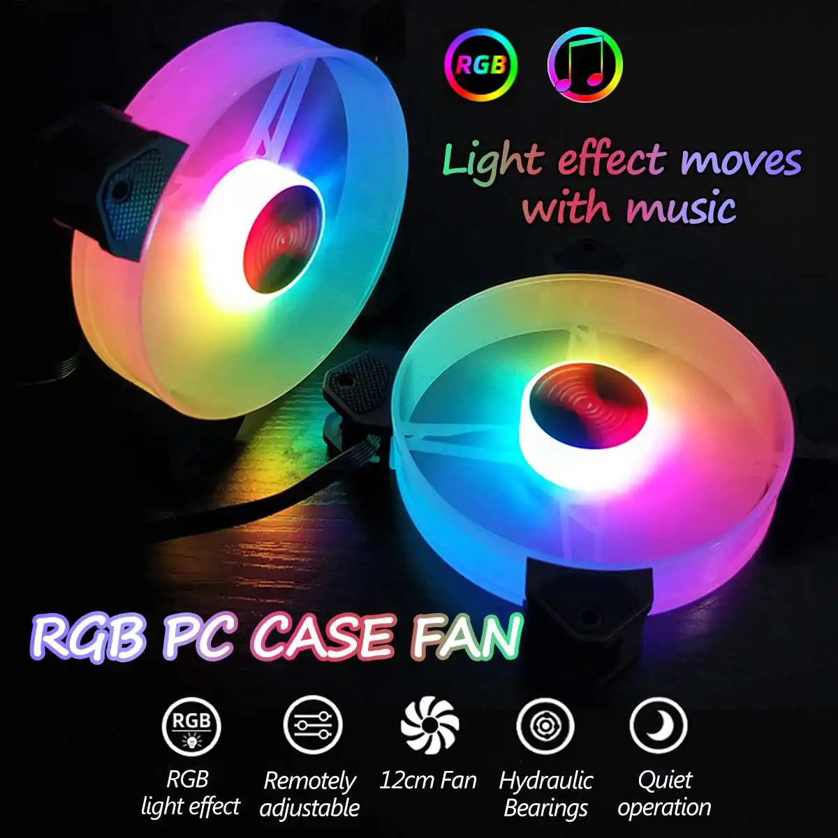 

Computer PC Case Fan RGB Adjust LED Fan Speed 120mm Quiet Music Remote Control AURA SYNC Computer Cooler Cooling RGB Case Fans