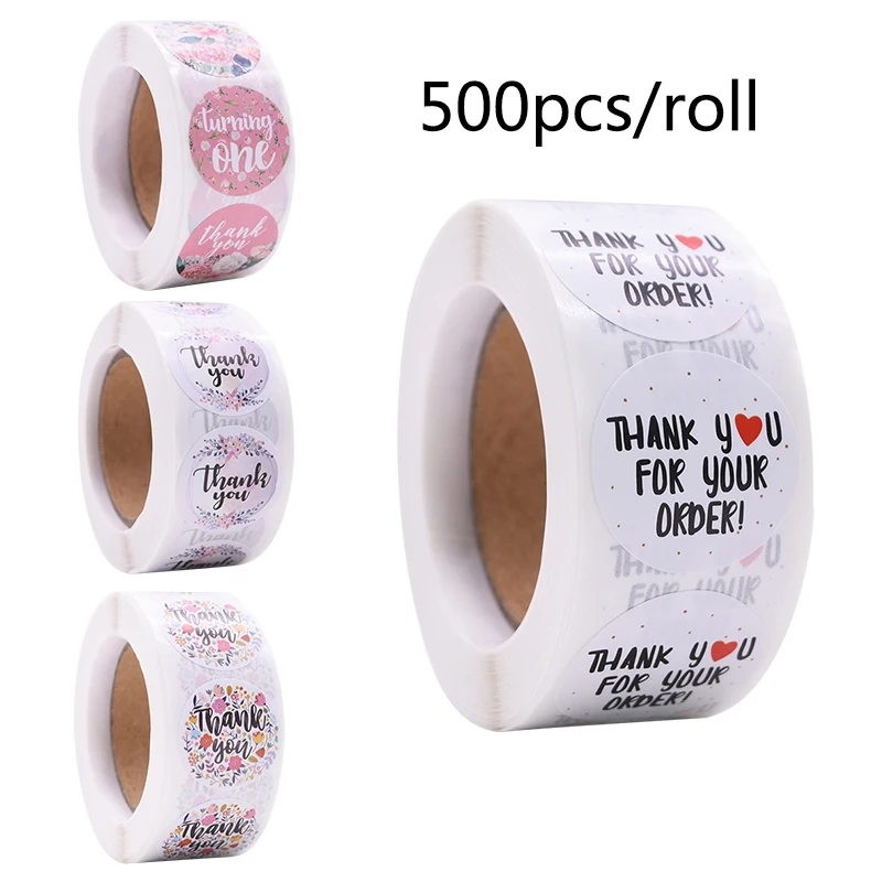 500 шт./рулон круглая наклейка спасибо Сделай Сам бумажная печать этикетки для