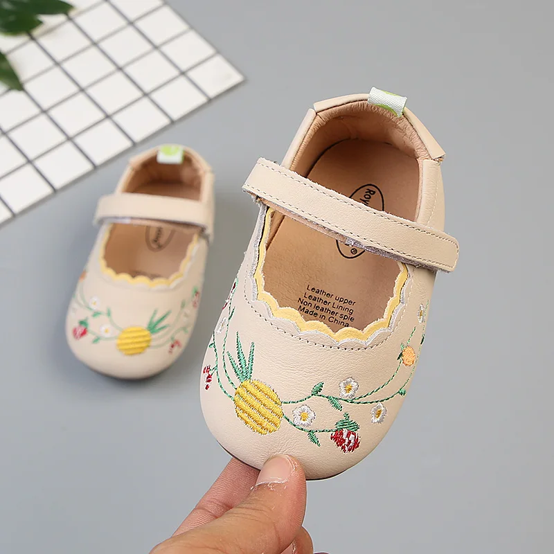 Girls Flower Embroidery Moccasins Flat Leather Shoes Infant Toddler Soft Footwear First Walkers christmas shoes kids