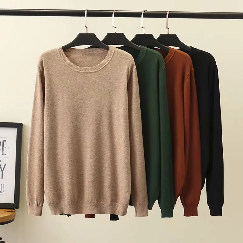 

2019 autumn sweater women new solid color wild women sweater basic loose swim sweater loose sweater