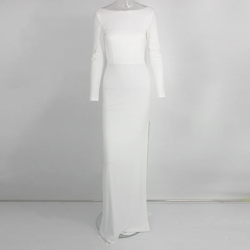 Justchicc однотонное винтажное Длинное Элегантное платье для женщин с открытой спиной сексуальное осенне-зимнее праздничное платье с длинным рукавом женское Макси-платье Vestidos