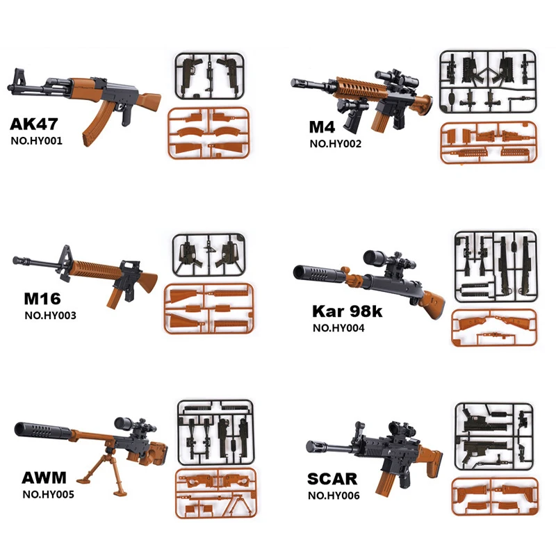 Сборная игрушка пистолет строительные блоки пистолет винтовка снайперская винтовка 6 пушек/Набор 15 см армейское оружие пакет MOC оружие город Военная серия