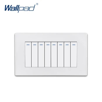 

8 Gang Reset Momentary Contact Wallpad Luxury White PC Panel Wall Light Switch Rocker Switch 10A AC110~250V