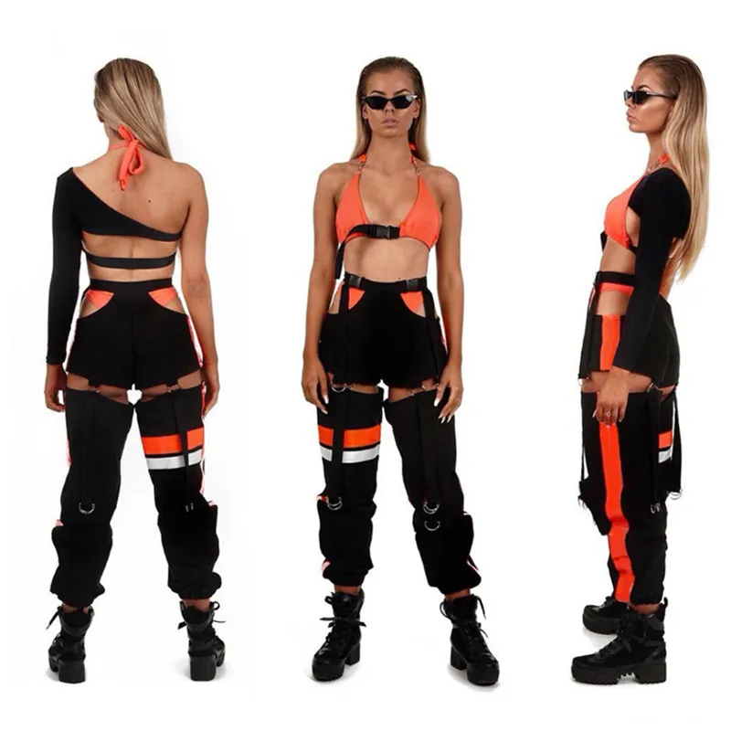 New Hollow-out Colour-binding Tide Hallen Casual Pants for Women