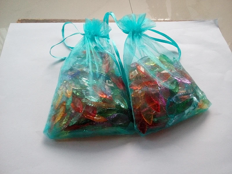 

500pcs 15*20 lake Blue gift bags for jewelry/wedding/christmas/birthday Organza Bags with handles Packaging Yarn bag