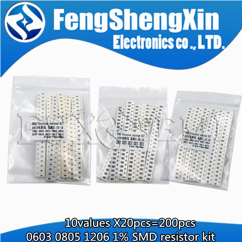 10values X20pcs=200pcs 0603 0805 1206 1% SMD resistors assorted kit set  1R00 R820 R750 R620 R500 R470 R330 R220 R150 R100 10values 20pcs 200pcs hc 49s crystal oscillator 49s assorted kit 32 768khz 2x6 4m 6m 8m 11 0592m 12m 16m 22 1184m 24m 48m