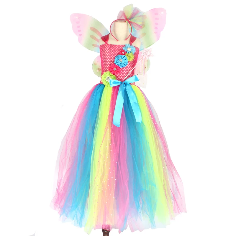 Affordable Rainbow Butterfly Girls Tutu Dress with Wings and Headband Princess Fairy Kids Birthday Party Dress Up Tutu Costume (16)
