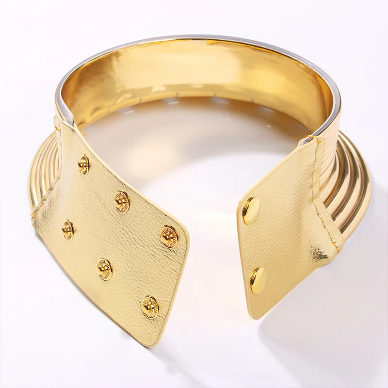 Lalynnlys панк преувеличенные массивные ожерелья-чокер для женщин золотого цвета модные индийские кожаные ожерелья-воротники модные ювелирные изделия