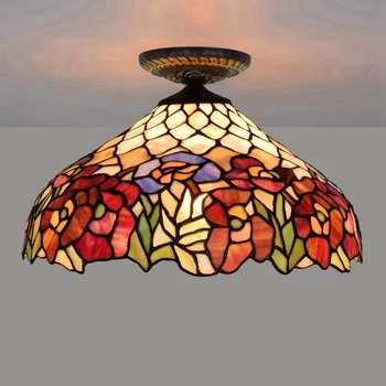 

40cm European style rural retro Tiffany stained glass dining room bedroom corridor bathroom glass ceiling lamp