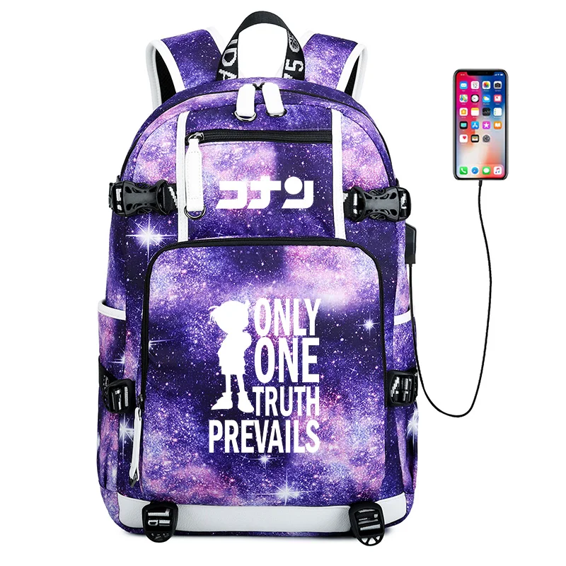 Чехол с закрытым рисунком детектива Конана, рюкзак с аниме USB, Mochila Feminina, школьные сумки для ноутбука, рюкзаки для подростков - Цвет: 6