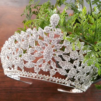 

Fashion Silver Queen Luxury Headdress Crown Handmade Rhinestone Bridal Wedding Hair Accessories Night Show Headwear