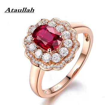 

Ataullah Flower Red Corundum Ruby Ring Silver 925 Jewelry Gemstone Rings Women 18K Rose Gold Plated Fashion Adjustable RW095