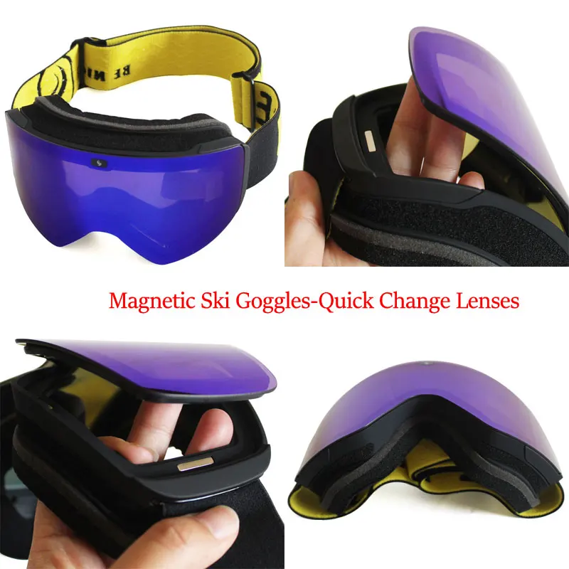 2024 Magnetic Lens Ski Goggles Double Layer Polarized Lens Skiing Anti-fog Snowboard Goggles Men Clear Lens Ski Glasses Eyewear 4