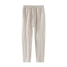 

HOUZHOU Cotton Linen Pants for Men Linens Trousers Male for Jogging Men's Joggers Formal Summer Oversize Fitness 5xl Breathable