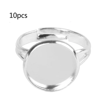 

10PCS DIY Ring Blanks with Bezel fit for 10 12mm Glass Cabochon Jewelry Making