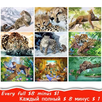 

Diamond Embroidered Diamond Painting Leopard Diamond Cheetah Beast Picture Mural DIY 5D Rhinestone Mosaic Picture Jungle