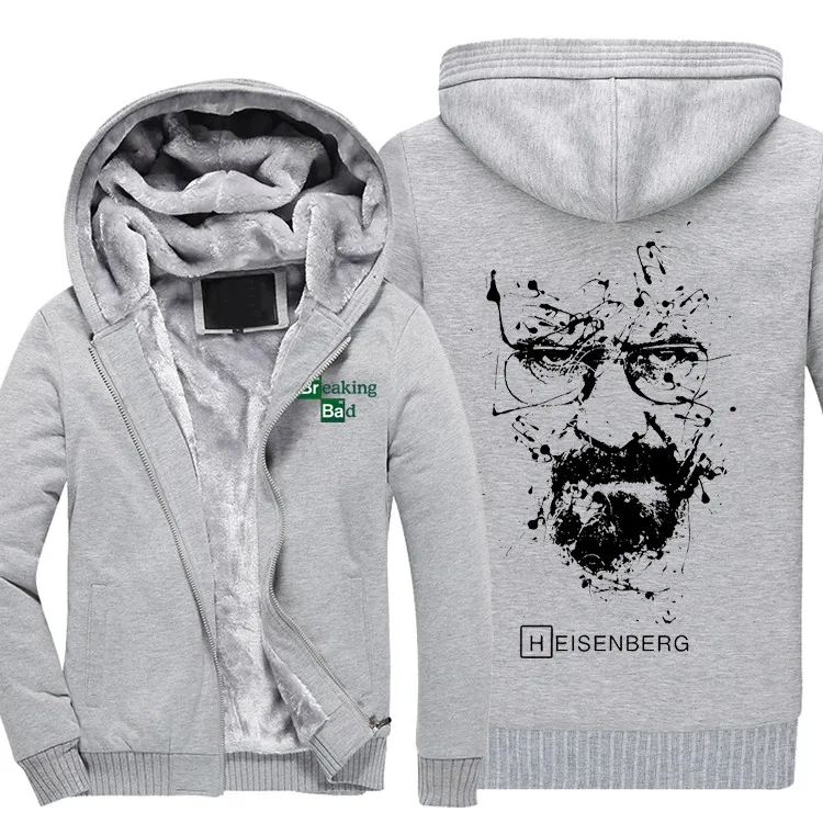 Breaking Bad толстовки для мужчин Гейзенберг Уолтер Уайт Кук толстовка с принтом пальто зимние Утепленные флисовые теплые на молнии на заказ куртка - Цвет: 1