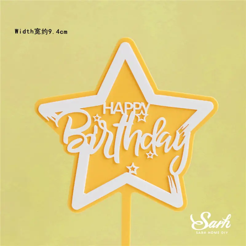 2pc birthday star D Акриловый розовый Oh Baby голубой Круглый Топпер для торта «С Днем Рождения» вечерние украшения алмазные принадлежности для выпечки юбилейные милые подарки - Цвет: 2pc birthday star D