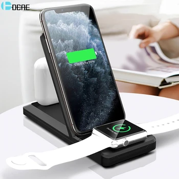 

15W 3 in 1 Qi Wireless Charger Stand Pad for iPhone 11 X XS XR Apple Watch 5 4 3 2 Airpods Pro Fast Charging For Samsung S20 S10