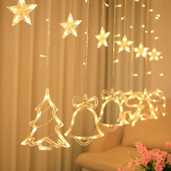

Christmas Curtain Lights Colorful Lamp Flashing Lights Hanging Bedroom Room Scene Decorative Decorative String for Home Room