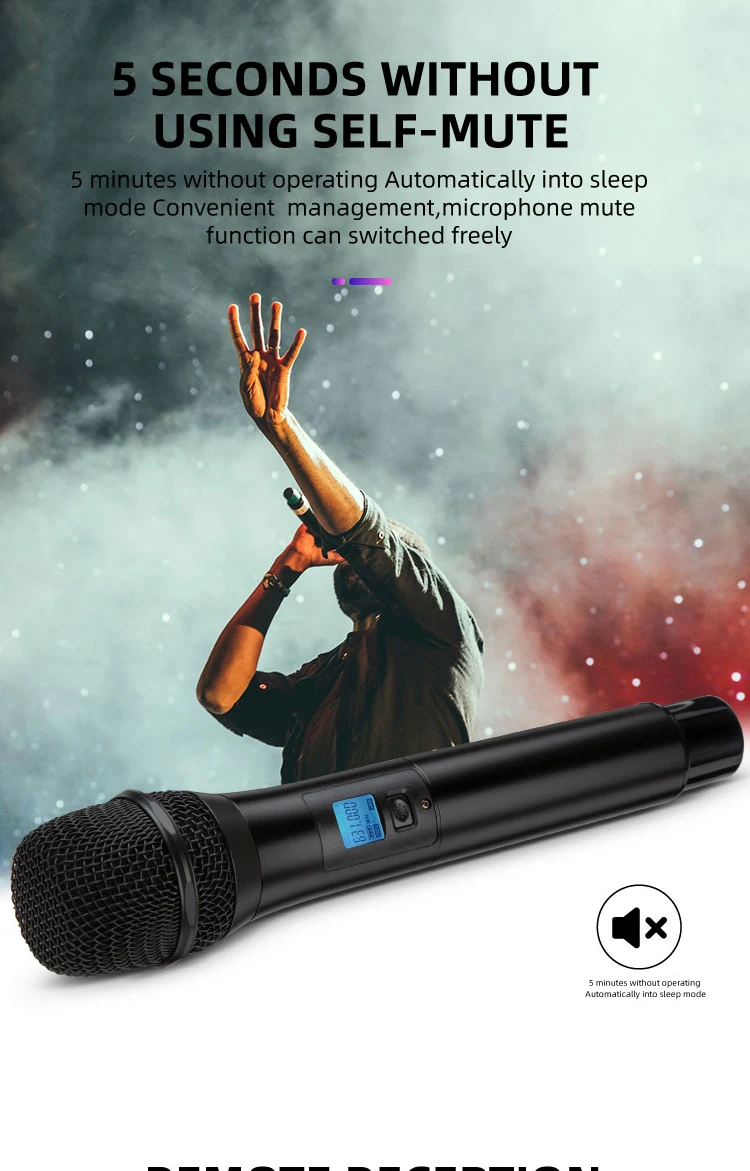Sistema de microfone sem fio uhf profissional