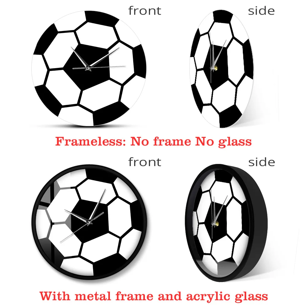 Настенные часы с изображением футбольного времени черно белые простые
