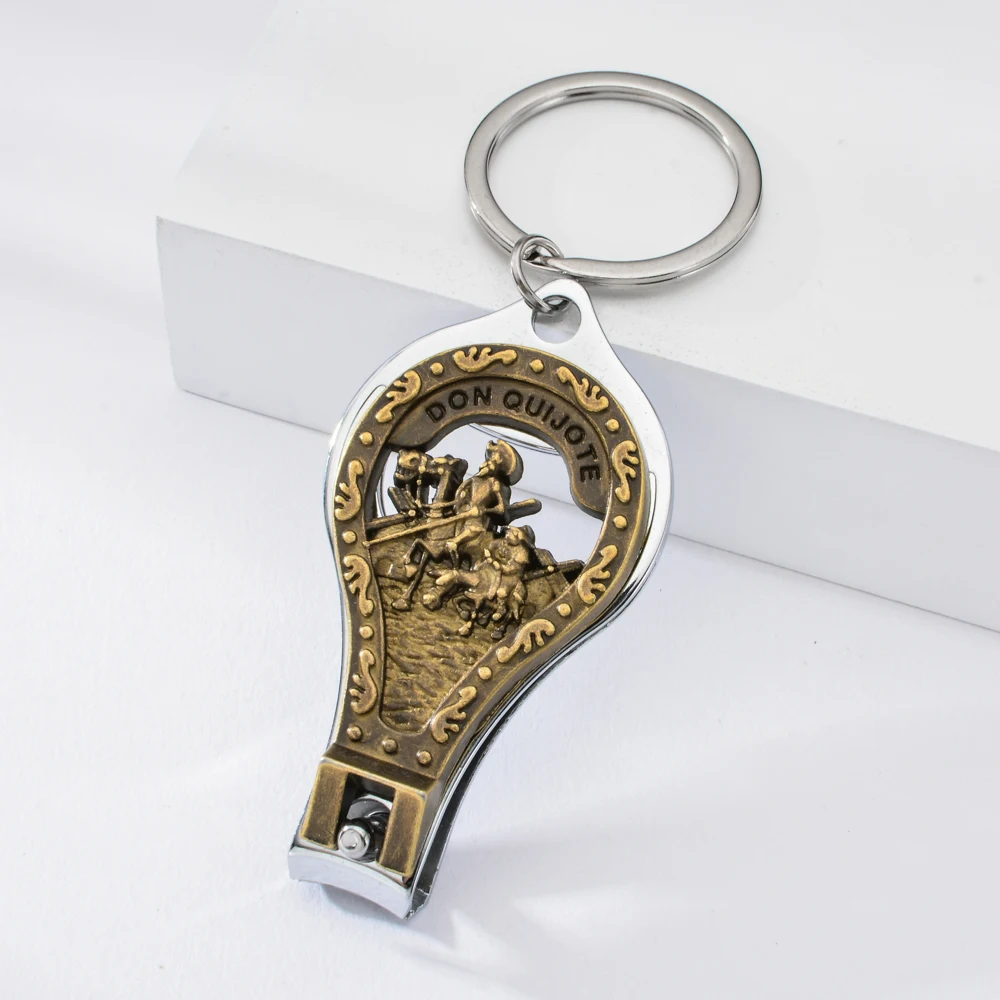 

Vicney Spain Don Quixote Keychain Vintage Style Nail Clipper Cutter Key Chain For Men Women Spain Travel Souvenir Key Holder